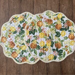 Shabby Chic Cotton Floral Quilted Placemats Set of 2 Cottagecore Spring Cheery